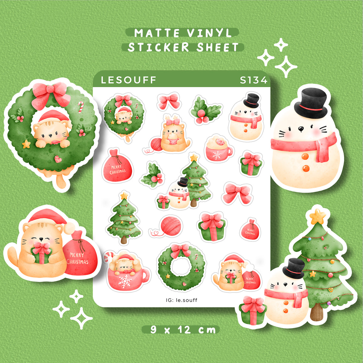 Sticker Giáng sinh của mèo cute - S134