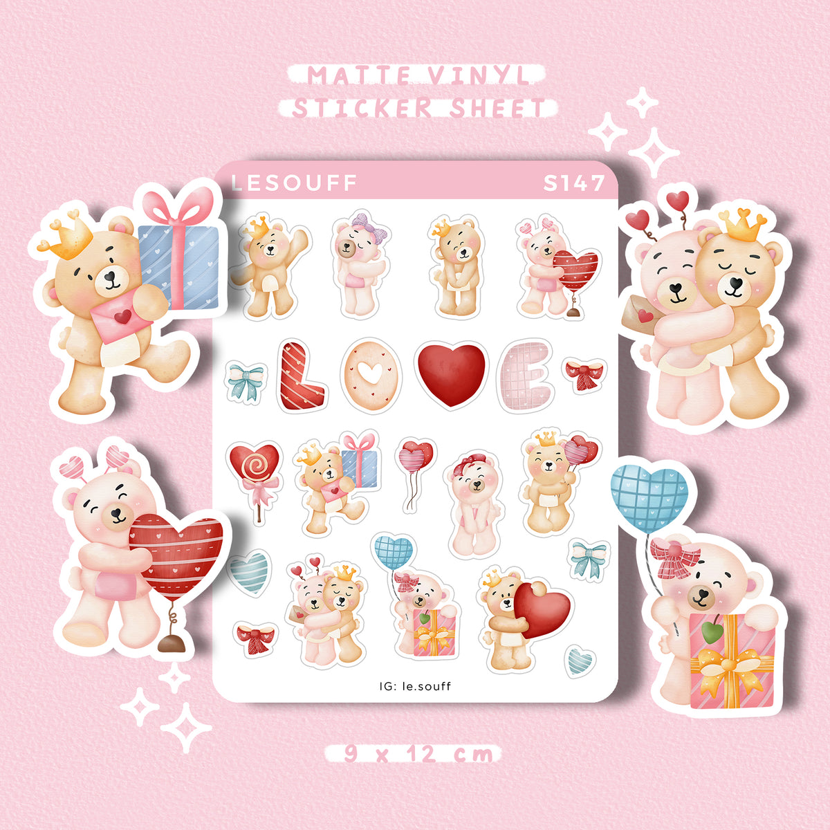 Sticker Valentine của gấu hồng