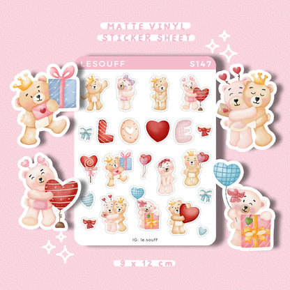 Sticker Valentine của gấu hồng