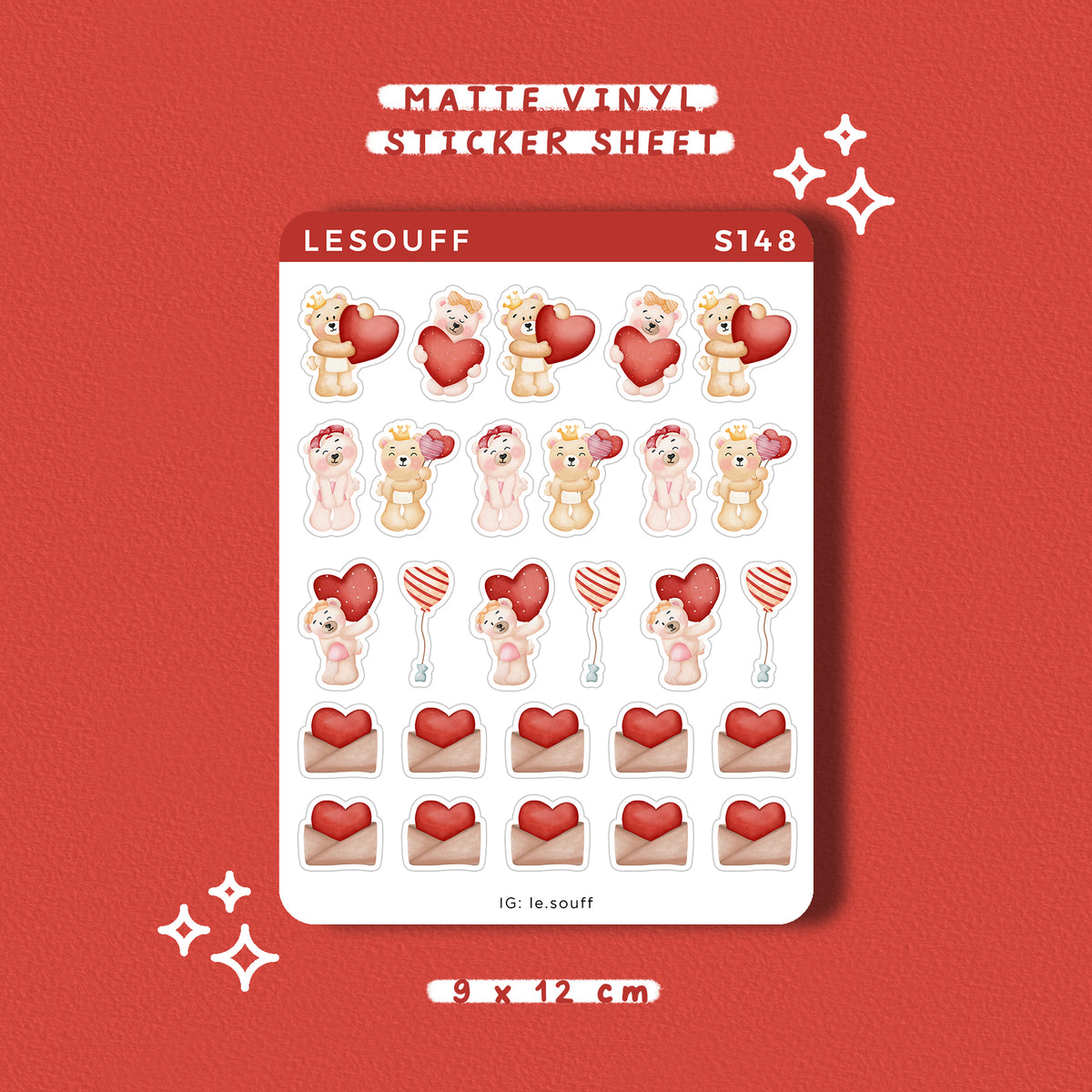 Sticker Valentine của gấu hồng