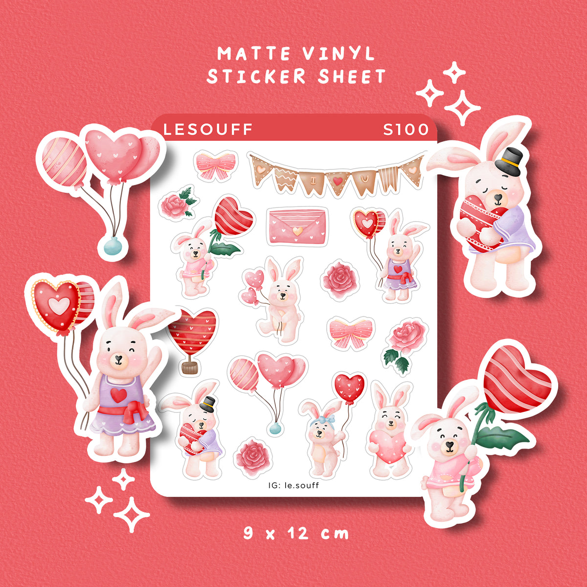 Sticker Valentine của thỏ