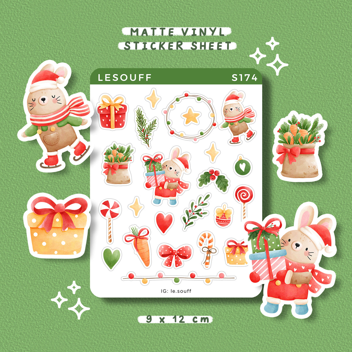 Sticker Giáng sinh của thỏ