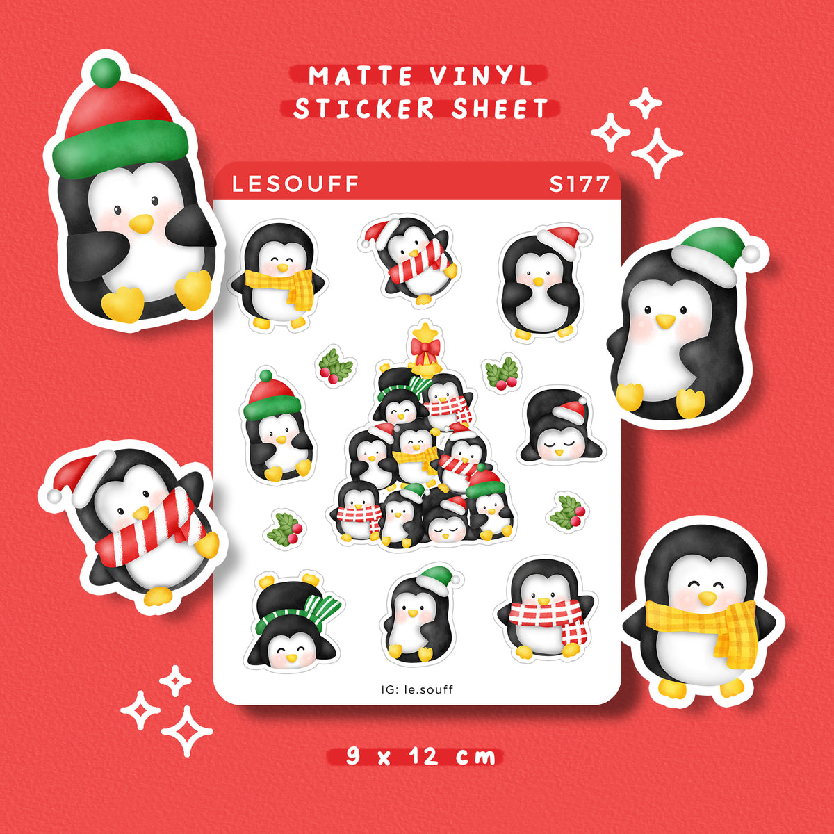 Sticker Giáng sinh của chim cánh cụt - S177
