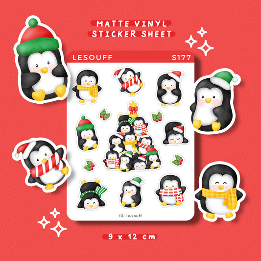 Sticker Giáng sinh của chim cánh cụt - S177
