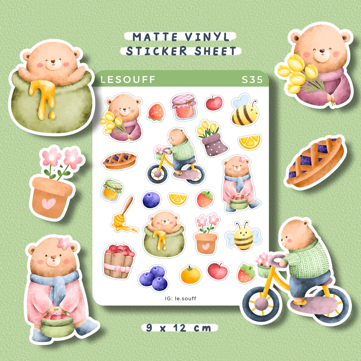 Sticker Gấu nhỏ mùa xuân - S35