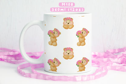 Ly sứ gấu nhỏ và hoa hồng