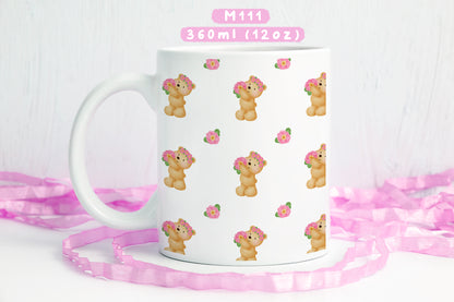 Ly sứ gấu nhỏ và hoa hồng
