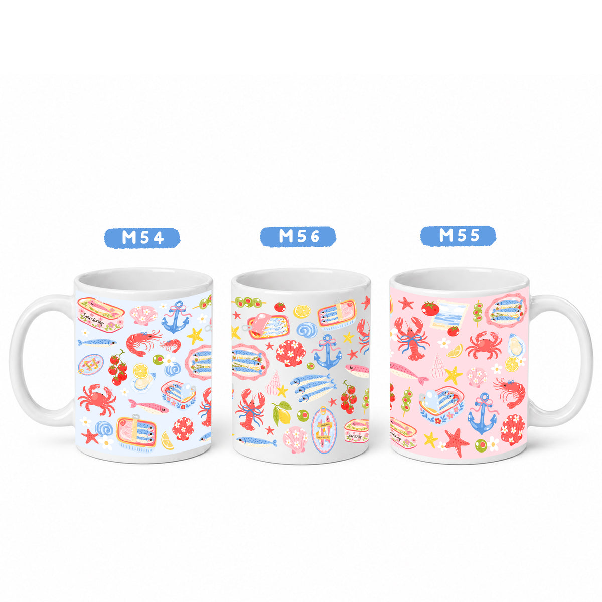 Ly sứ Cá mòi mùa hè (nền xanh) - M54