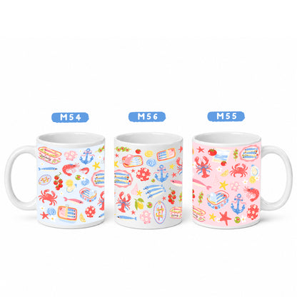 Ly sứ Cá mòi mùa hè (nền xanh) - M54