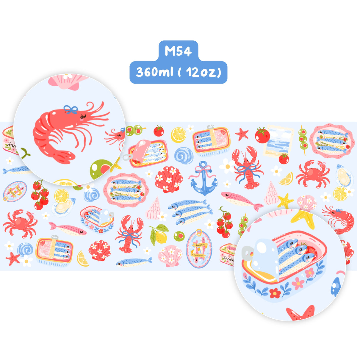 Ly sứ Cá mòi mùa hè (nền xanh) - M54