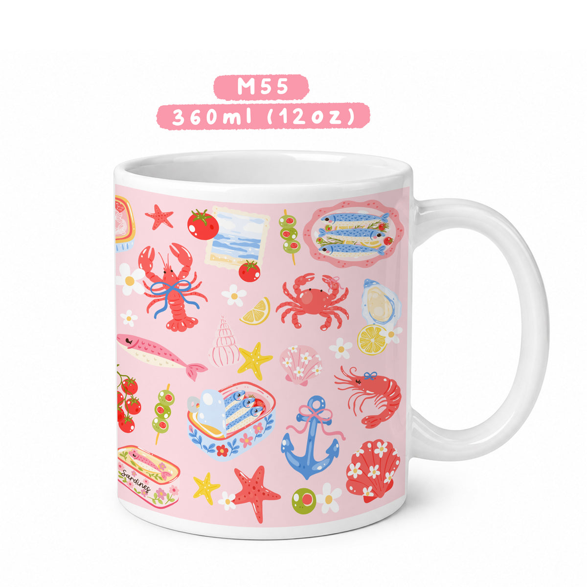 Ly sứ Cá mòi mùa hè (nền hồng) - M55