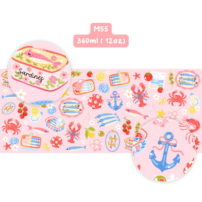 Ly sứ Cá mòi mùa hè (nền hồng) - M55